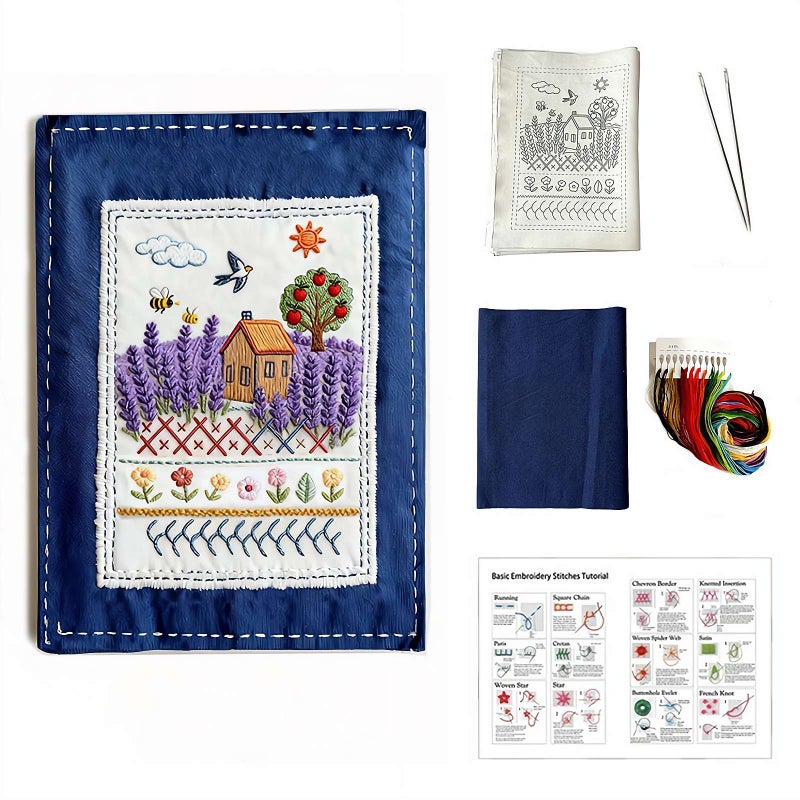 Embroidery Stitch Book Kit for Beginners, Embroidery Learning Book Material Kit, Portable Hand Embroidery Book for Adults & DIY Craft Lovers, DIY Stitching Set Gift - Image 1